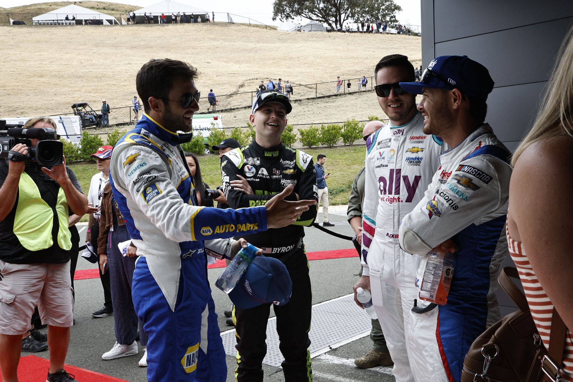 (L-R) Chase Elliott, William Byron, Alex Bowman, and Kyle Larson at Sonoma, 2022. Source: Getty